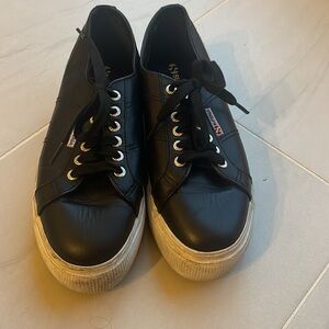 SUPERGA leather platform sneakers